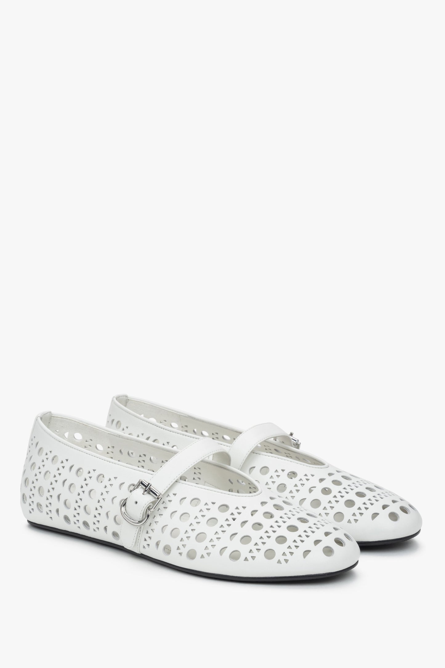 Weiße Ballerinas aus echtem Leder für Damen Estro ER00116977.