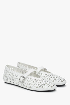 Weiße Ballerinas aus echtem Leder für Damen Estro ER00116977.