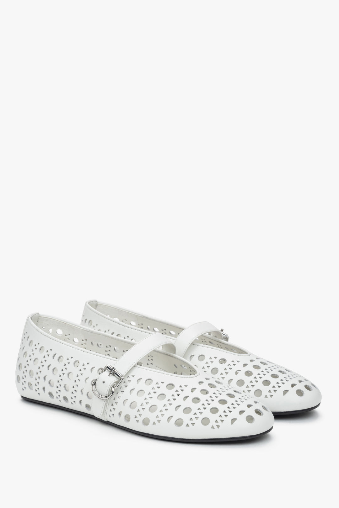 Weiße Ballerinas aus echtem Leder für Damen Estro ER00116977.