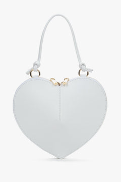 Weiße Damen-Handtasche in Herzform aus italienischem Leder von Estro.