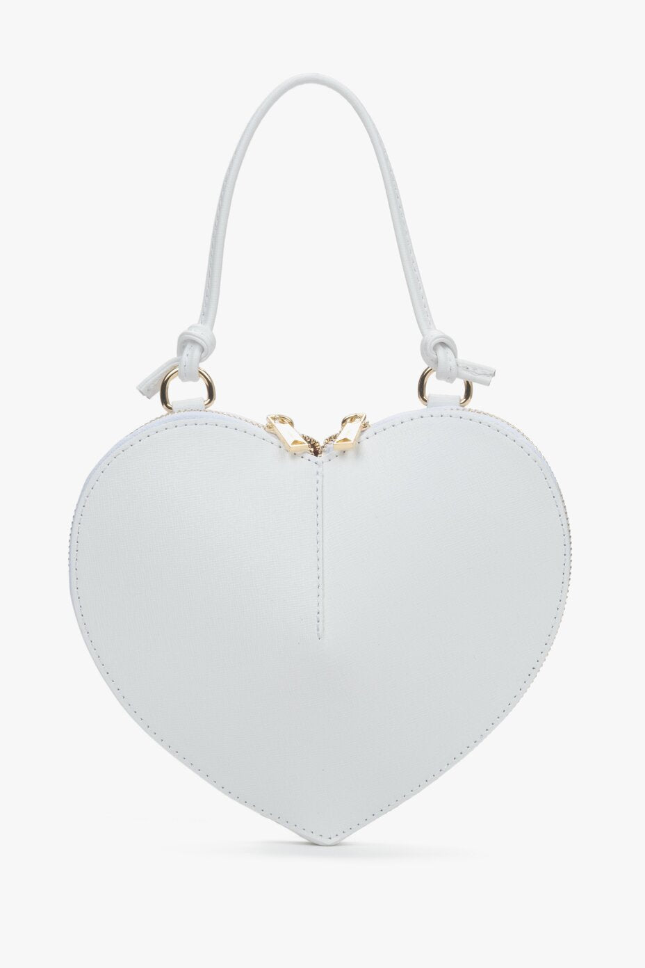 Weiße Damen-Handtasche in Herzform aus italienischem Leder von Estro.