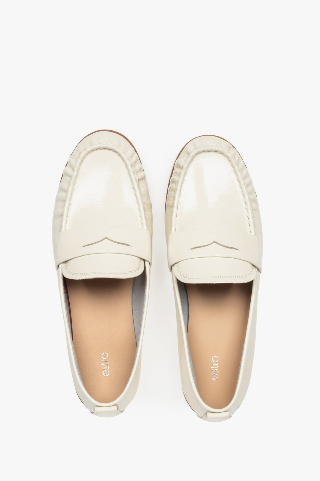 Klassischer Damen-Slipper in Weiß mit glänzender Oberfläche – Estro ER00116904