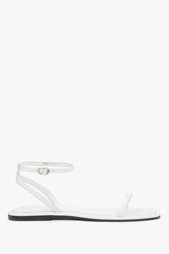 Weiße Damen Sandalen aus Leder mit flacher Sohle von Estro