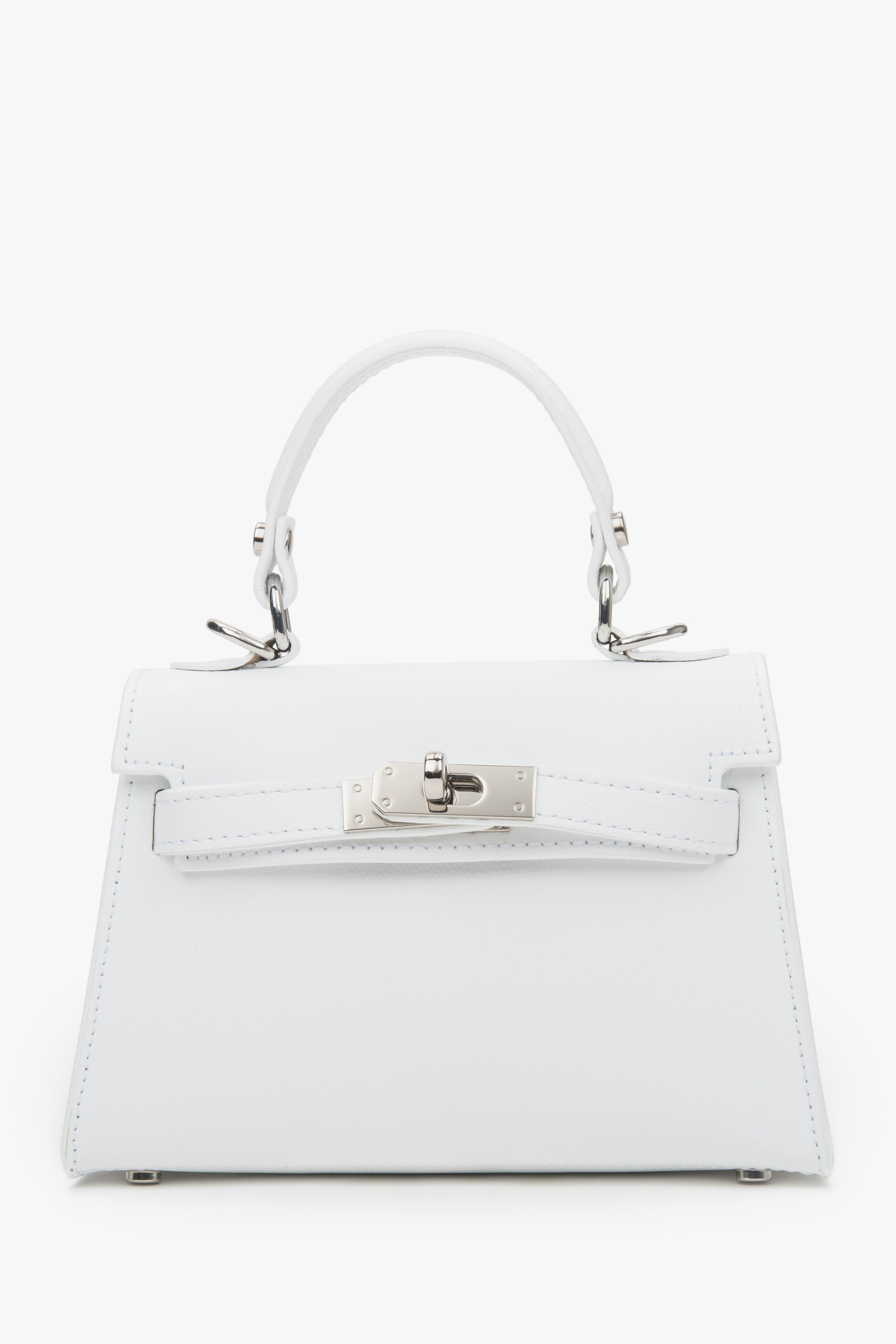 Weiße Damen-Satchel-Tasche aus edlem italienischem Echtleder Estro ER00117911.