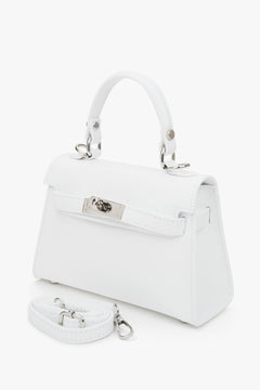 Die kleine weiße Satchel-Tasche von Estro.