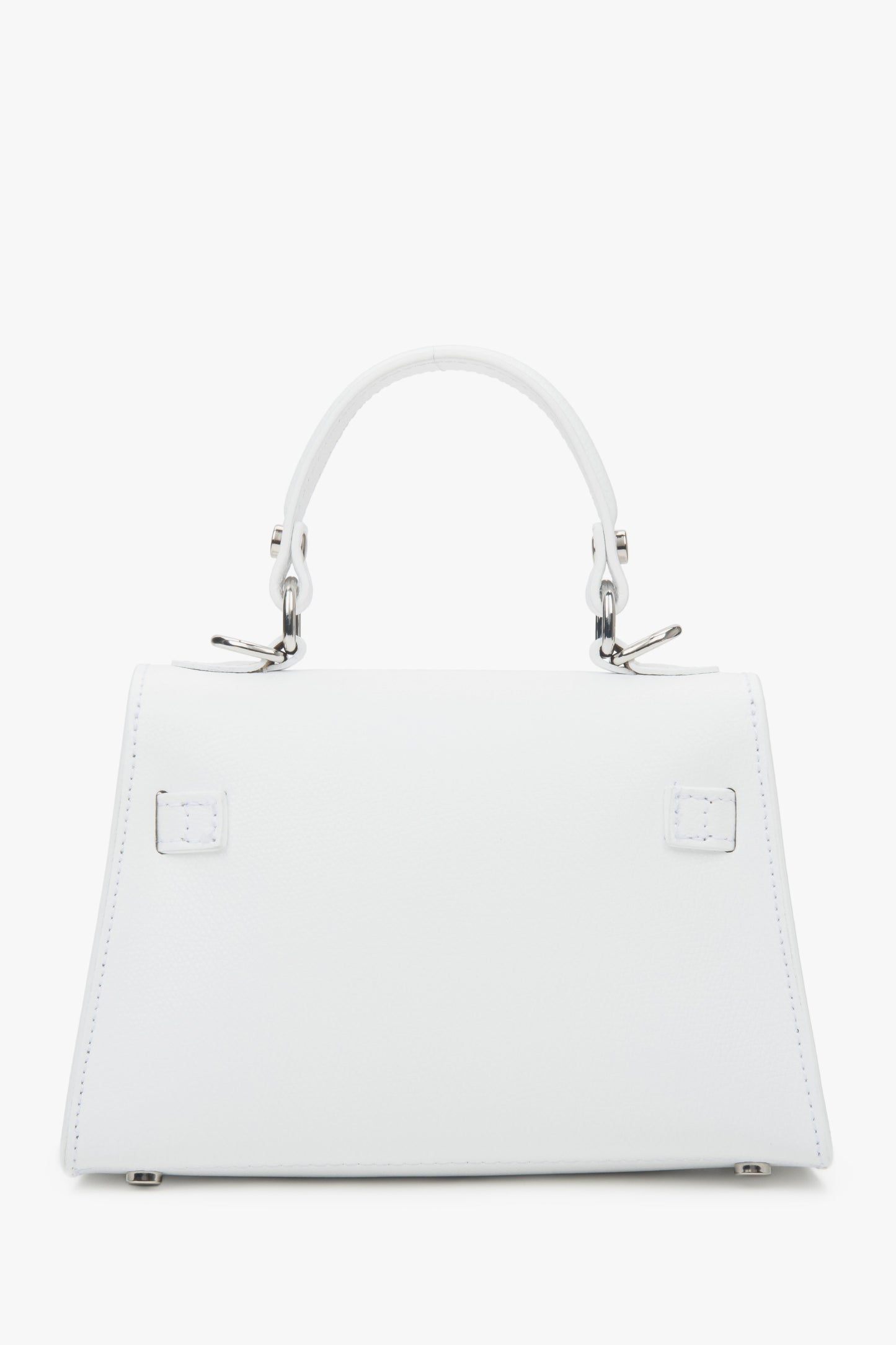 Kompakte weiße Satchel-Handtasche von Estro aus exklusivem italienischem Premium-Echtleder.