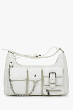 Weiße Damen-Schultertasche aus echtem Leder mit mehreren Fächern Estro ER00114407.