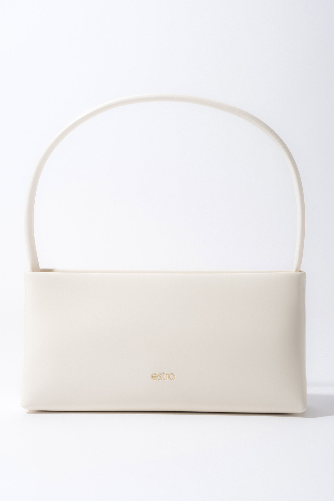 Weiße Damen-Schultertasche aus Leder Vorderansicht.