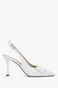 Weiße Damen-Slingback-Pumps aus echtem Leder in seitlicher Ansicht