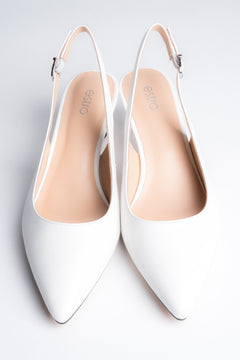 Weiße Damen-Slingpumps aus weichem Echtleder mit Trichterabsatz Estro ER00117124.