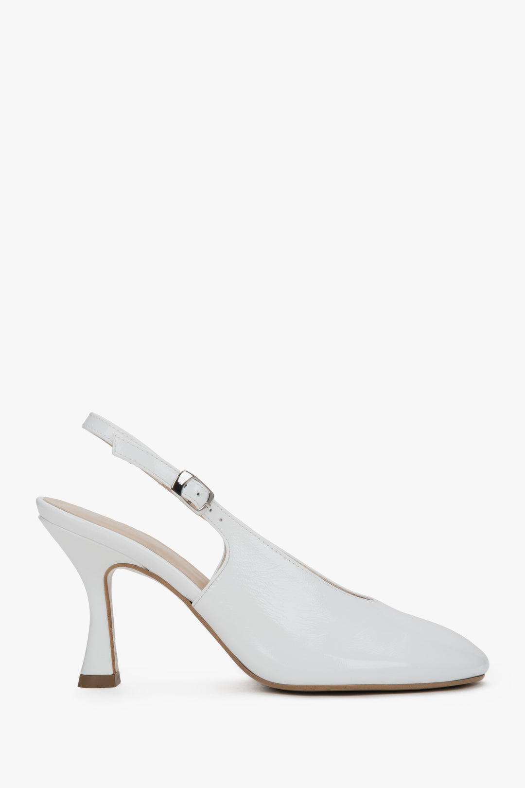 Weiße Slingback-Pumps aus Lackleder – Estro ER00117541