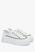 Weiße Damen-Sneaker mit Plateausohle aus italienischem Premium-Echtleder