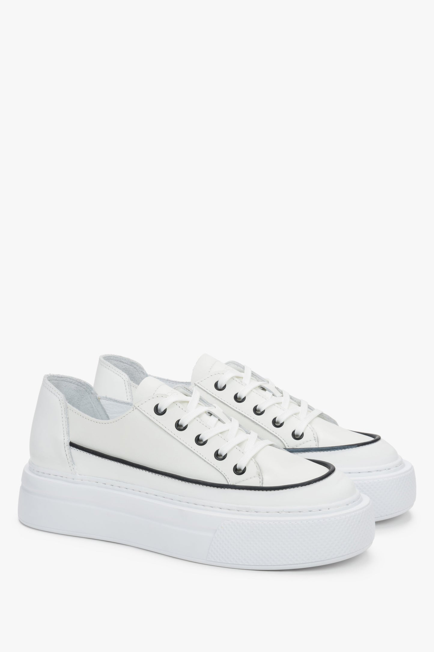 Weiße Damen-Sneaker mit Plateausohle aus italienischem Premium-Echtleder