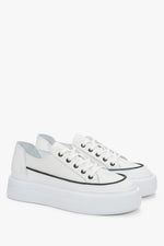 Weiße Damen-Sneaker mit Plateausohle aus italienischem Premium-Echtleder