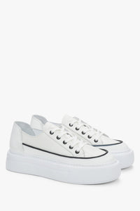 Weiße Damen-Sneaker mit Plateausohle aus italienischem Premium-Echtleder