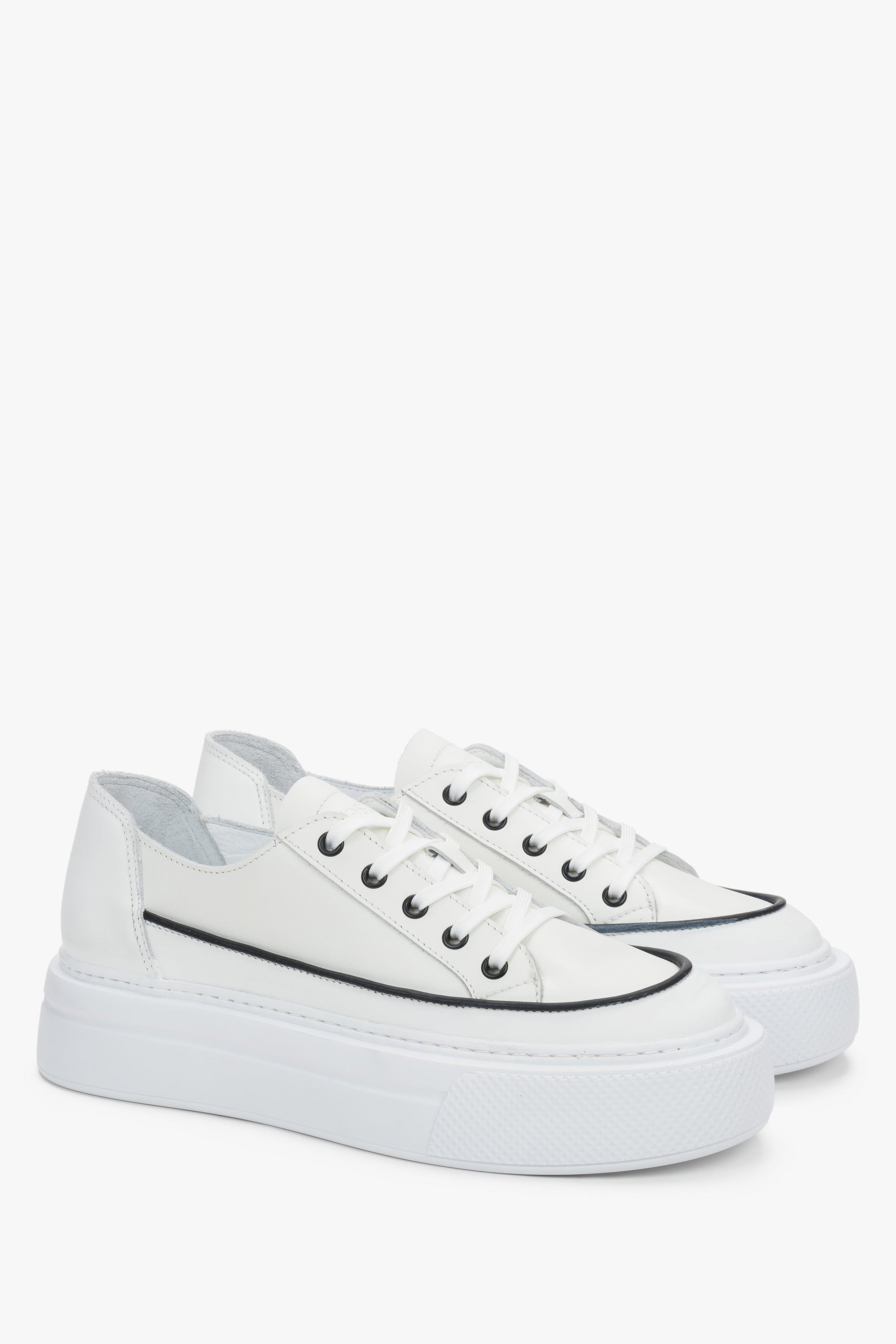 Weiße Damen-Sneaker mit Plateausohle aus italienischem Premium-Echtleder
