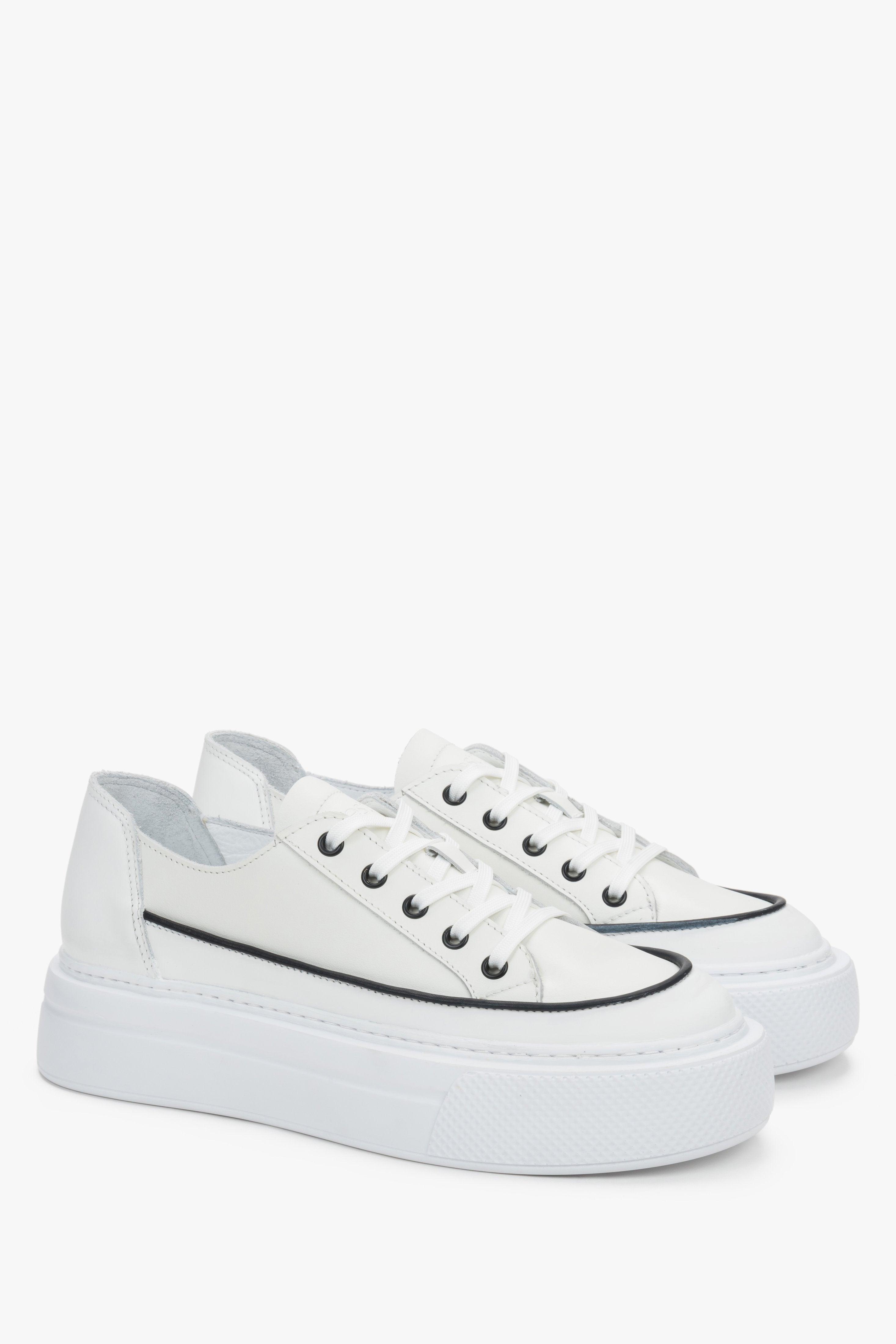 Weiße Damen-Sneaker mit Plateausohle aus italienischem Premium-Echtleder