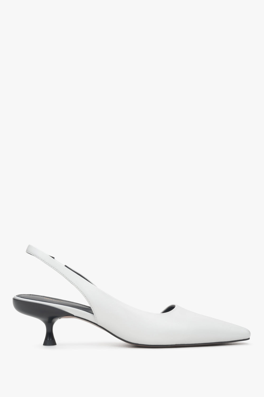 Weiße Slingback-Pumps aus Leder für Damen mit niedrigem Absatz, ESTRO ER00116926