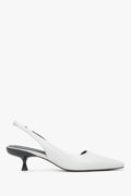 Weiße Slingback-Pumps aus Leder für Damen mit niedrigem Absatz, ESTRO ER00116926