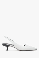 Weiße Slingback-Pumps aus Leder für Damen mit niedrigem Absatz, ESTRO ER00116926