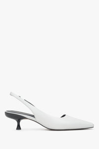 Weiße Slingback-Pumps aus Leder für Damen mit niedrigem Absatz, ESTRO ER00116926