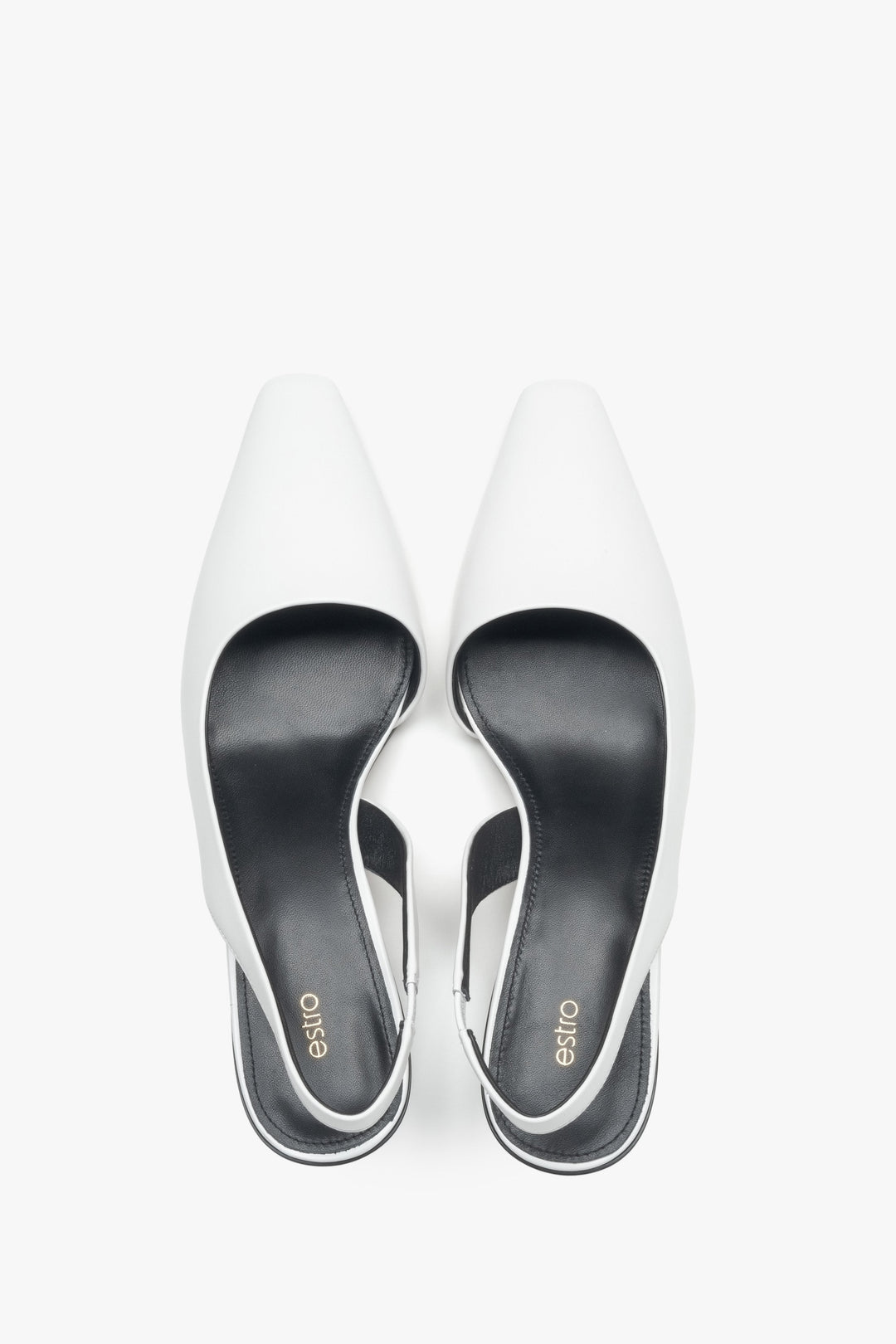 Minimalistische Slingbacks aus echtem Leder in Weiß, ESTRO ER00116926
