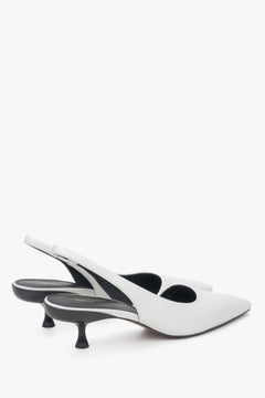 Weiße Lederschuhe mit schmalem Schnitt und Slingback-Riemen, ESTRO ER00116926