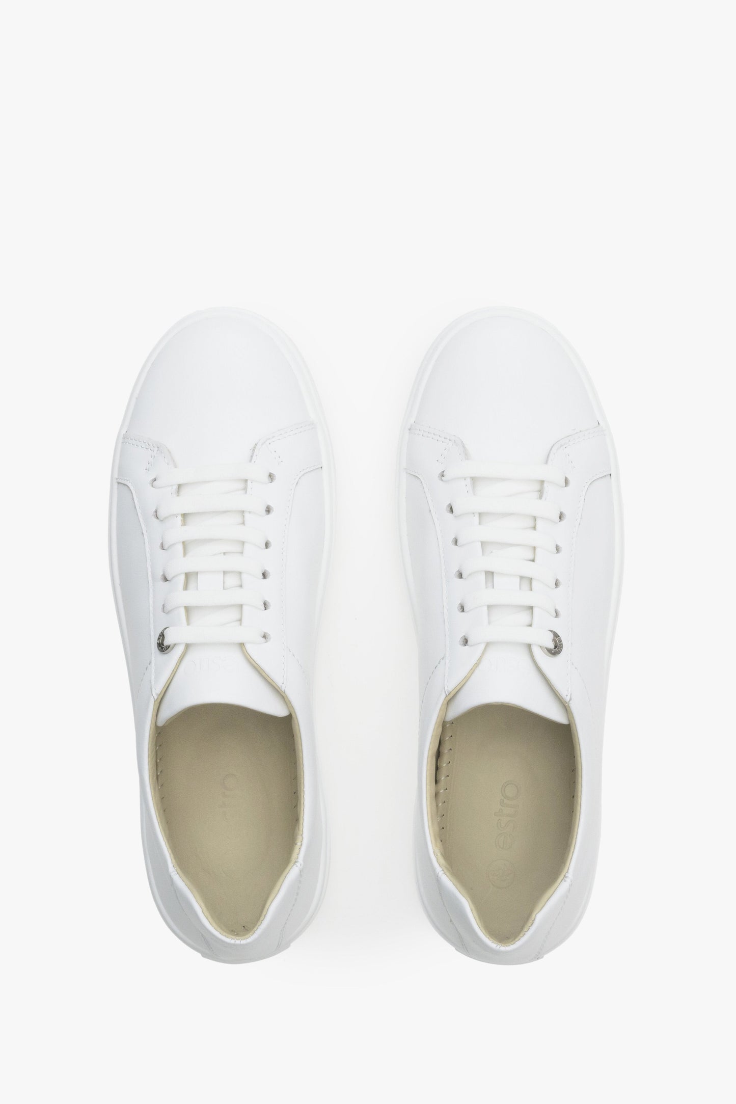 Weiße Damen-Sneaker (Low-Top), gefertigt aus hochwertigem italienischem Echtleder.