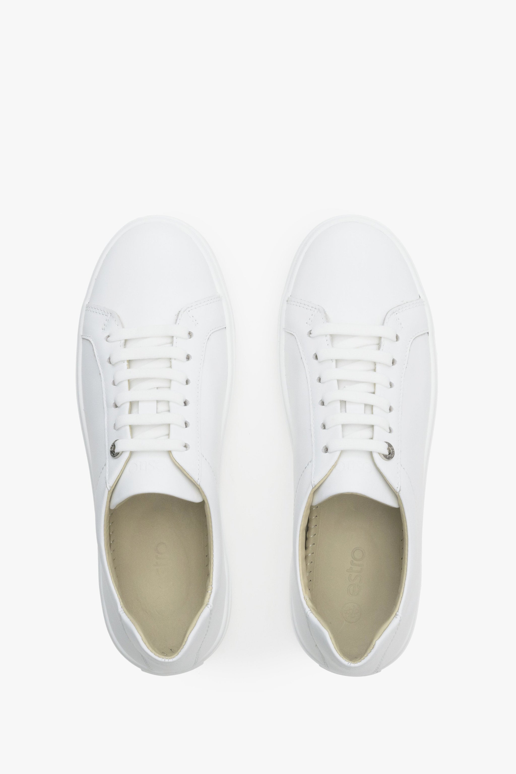 Weiße Damen-Sneaker (Low-Top), gefertigt aus hochwertigem italienischem Echtleder.