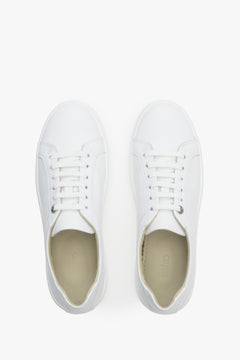 Weiße Damen-Sneaker (Low-Top), gefertigt aus hochwertigem italienischem Echtleder.