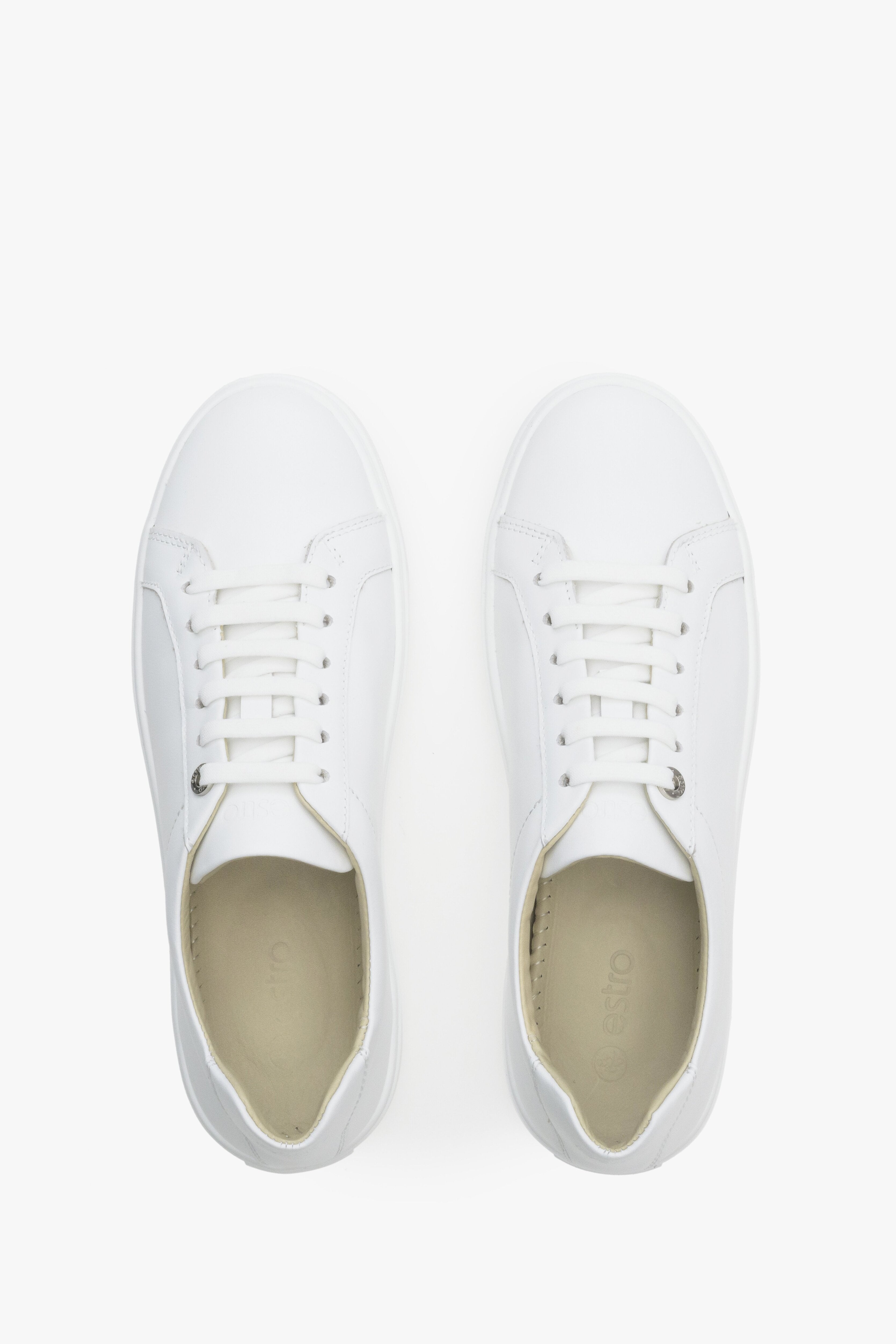 Weiße Damen-Sneaker (Low-Top), gefertigt aus hochwertigem italienischem Echtleder.