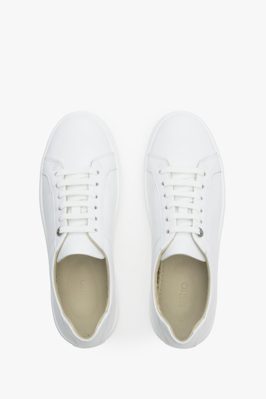 Weiße Damen-Sneaker (Low-Top), gefertigt aus hochwertigem italienischem Echtleder.