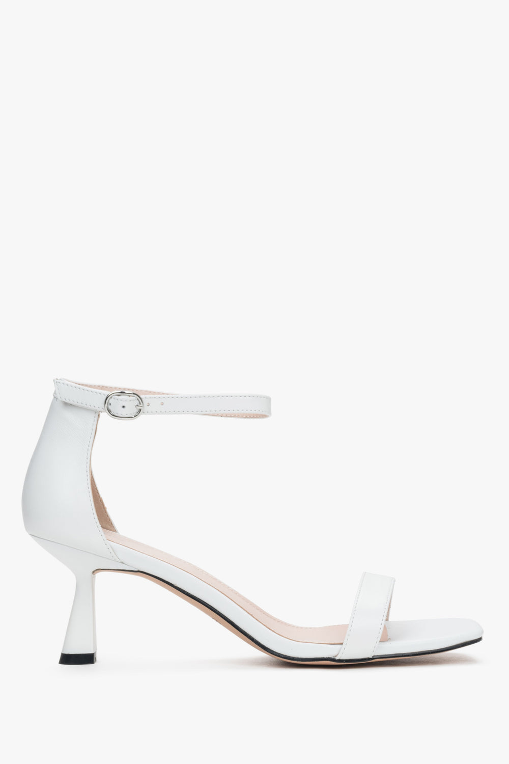 Weiße Ledersandalen für Damen mit robustem Trichterabsatz Estro ER00117199.