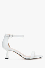 Weiße Ledersandalen für Damen mit robustem Trichterabsatz Estro ER00117199.
