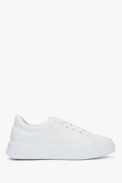 Weißer Damen-Sneaker low aus edlem italienischem Echtleder Estro ER00115648.