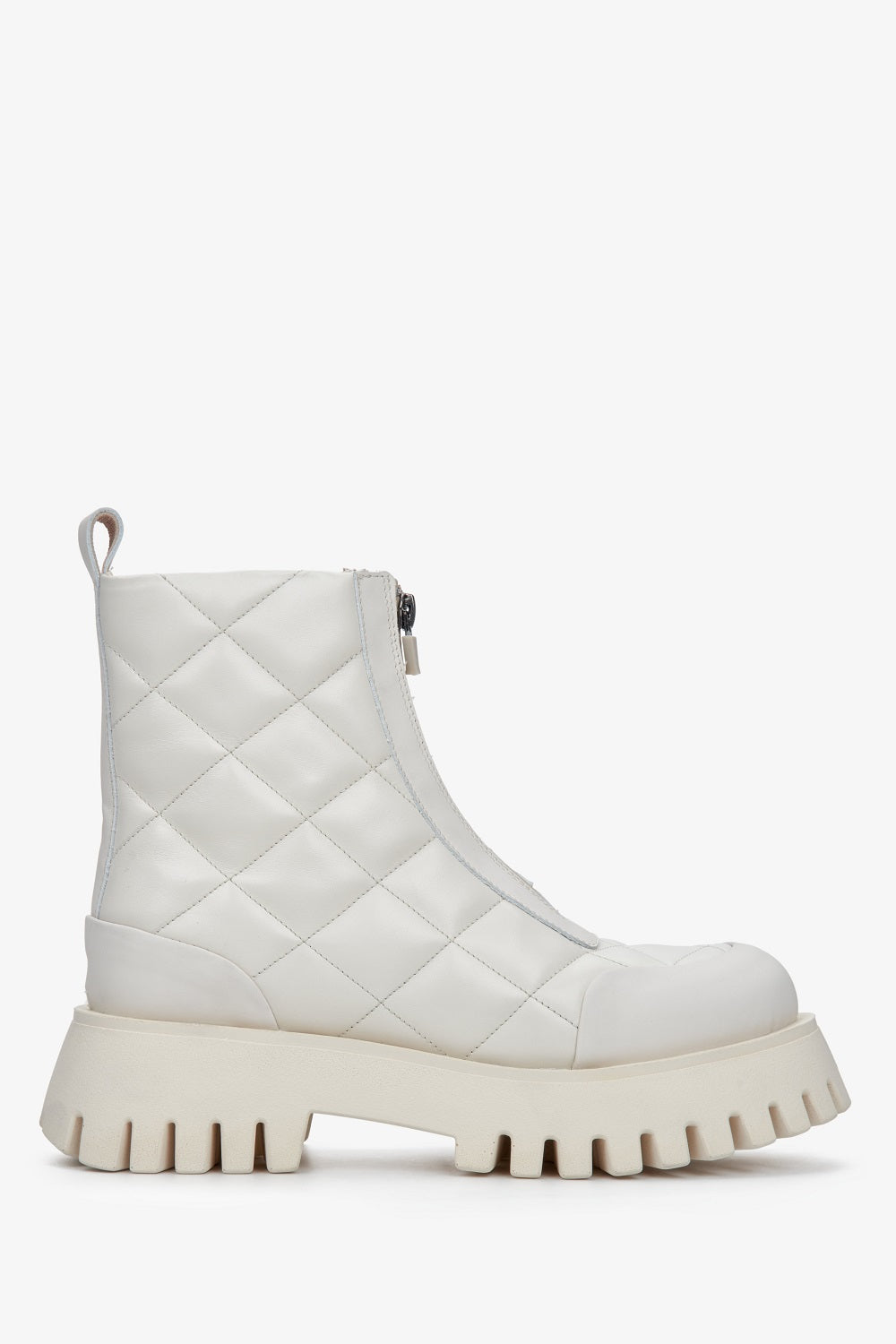 Weißer gesteppter Damen-Winterstiefel aus Echtleder Estro ER00111822.