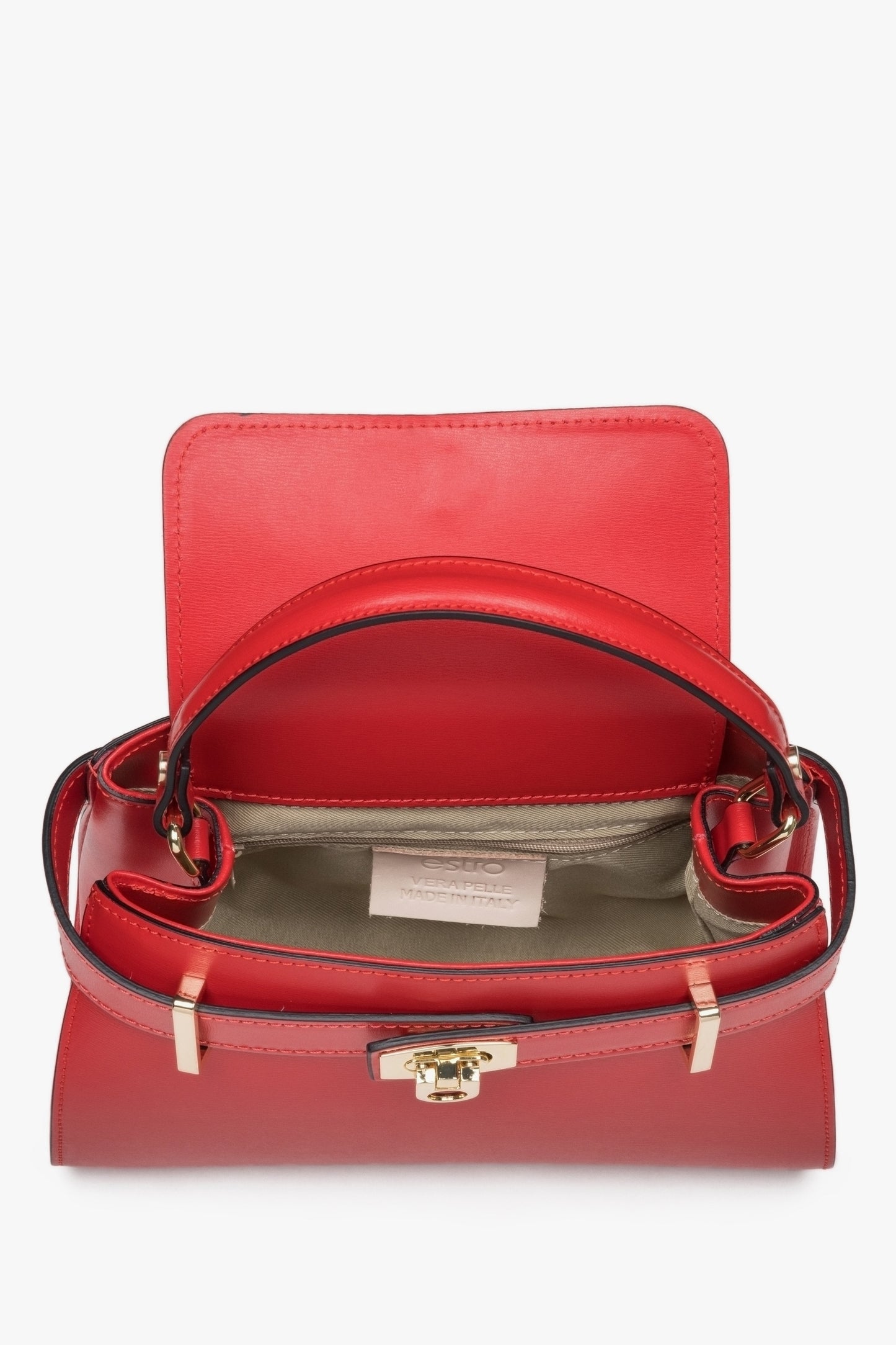 Rote Damen-Satchel-Tasche aus edlem italienischem Echtleder Estro ER00117129