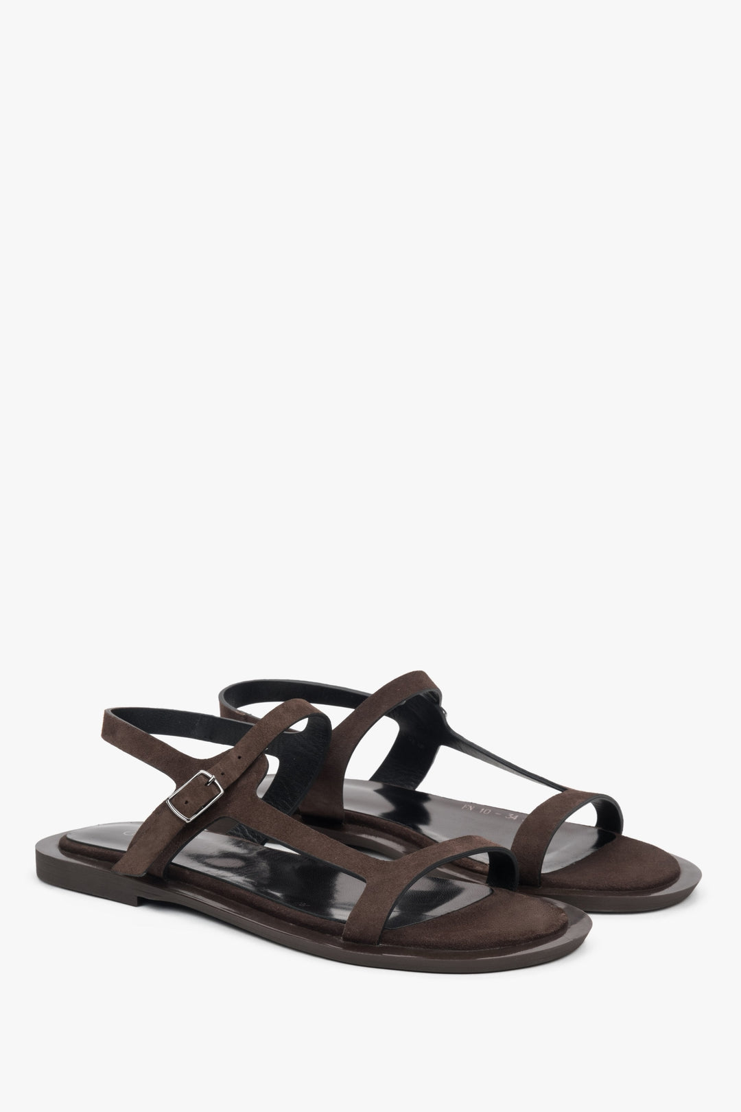 Damen Dunkelbraune Velours-Sandalen mit feinen Riemchen Estro ER00117370
