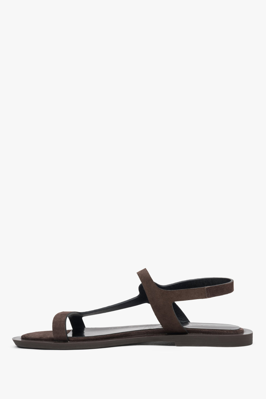 Damen Dunkelbraune Velours-Sandalen mit feinen Riemchen Estro ER00117370