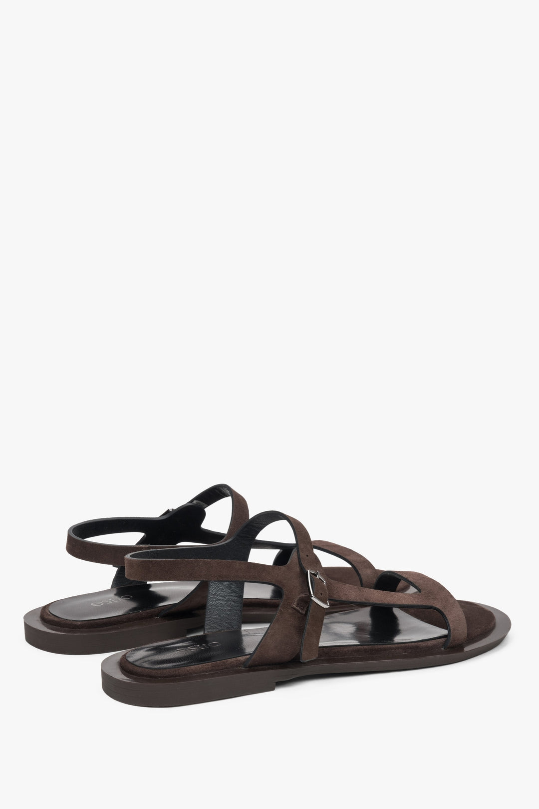 Damen Dunkelbraune Velours-Sandalen mit feinen Riemchen Estro ER00117370