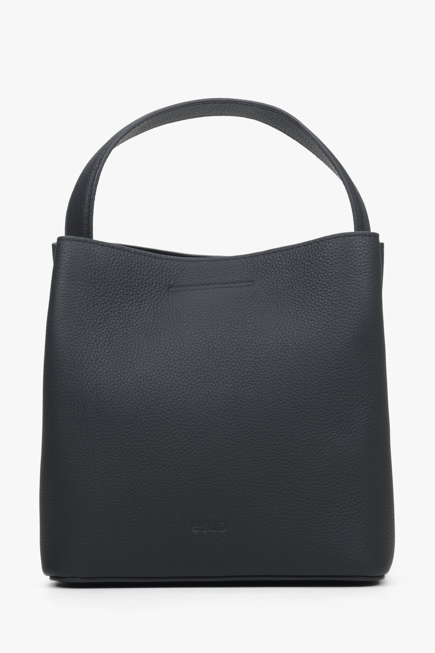 Schwarze Leder-Henkeltasche für Damen Estro ER00114437